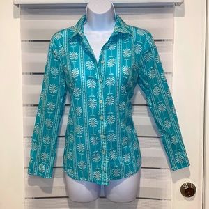 Talbots palm tree button down blouse. Size MP
